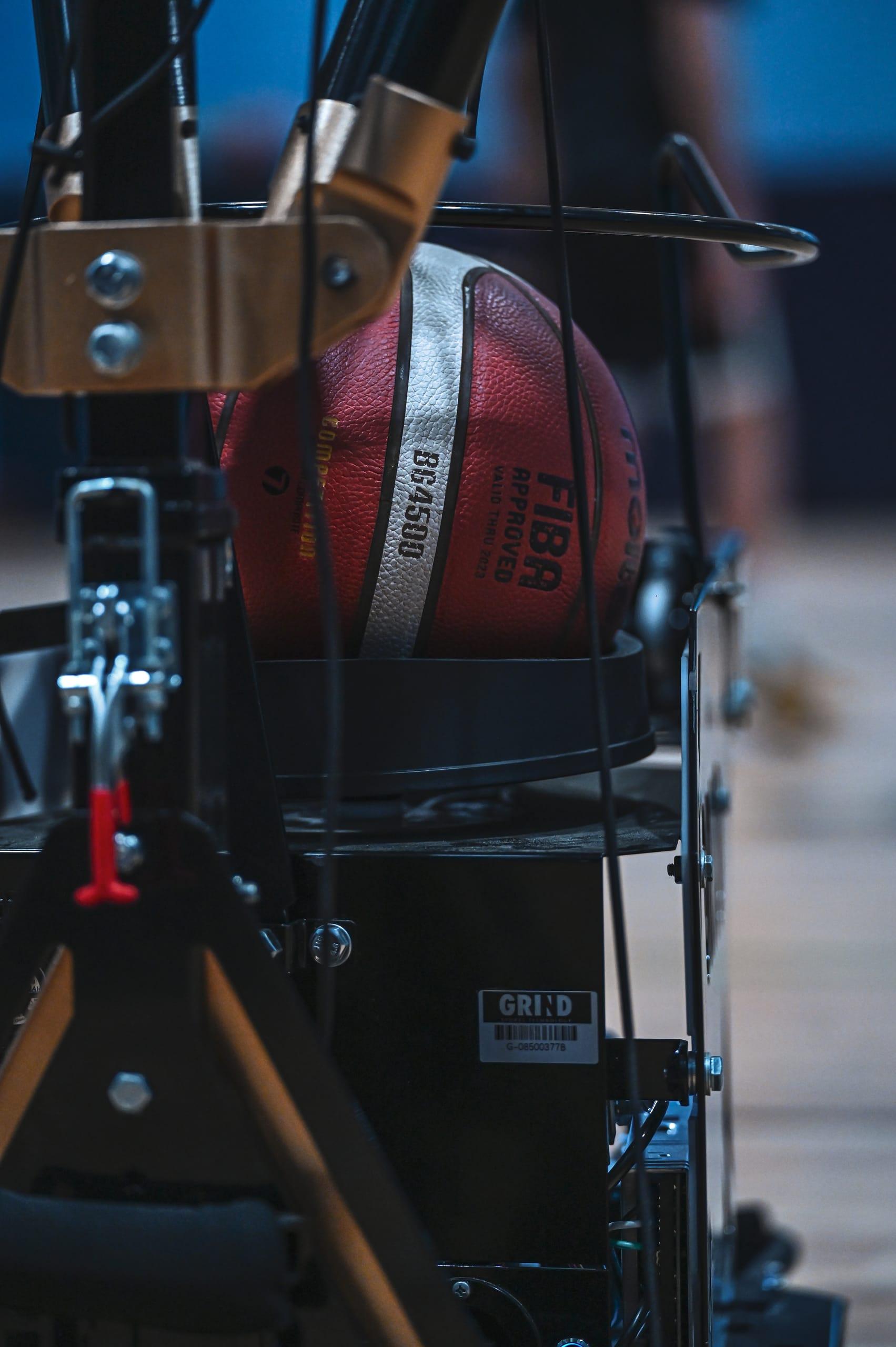 Basketball shooting machine used for private coaching sessions